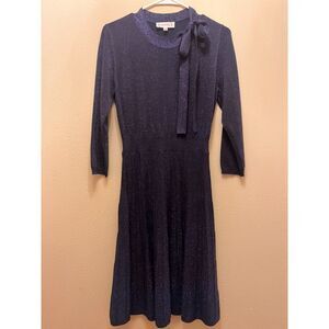 Nanette Lepore 3/4 sleeve knee length navy sparkle sweater dress - M